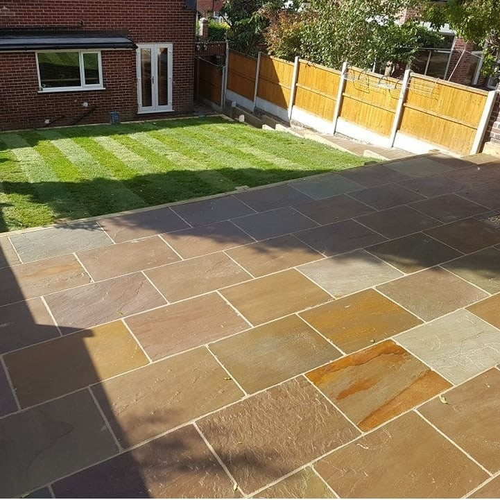 Indian sandstone patio installation in Denbighshire