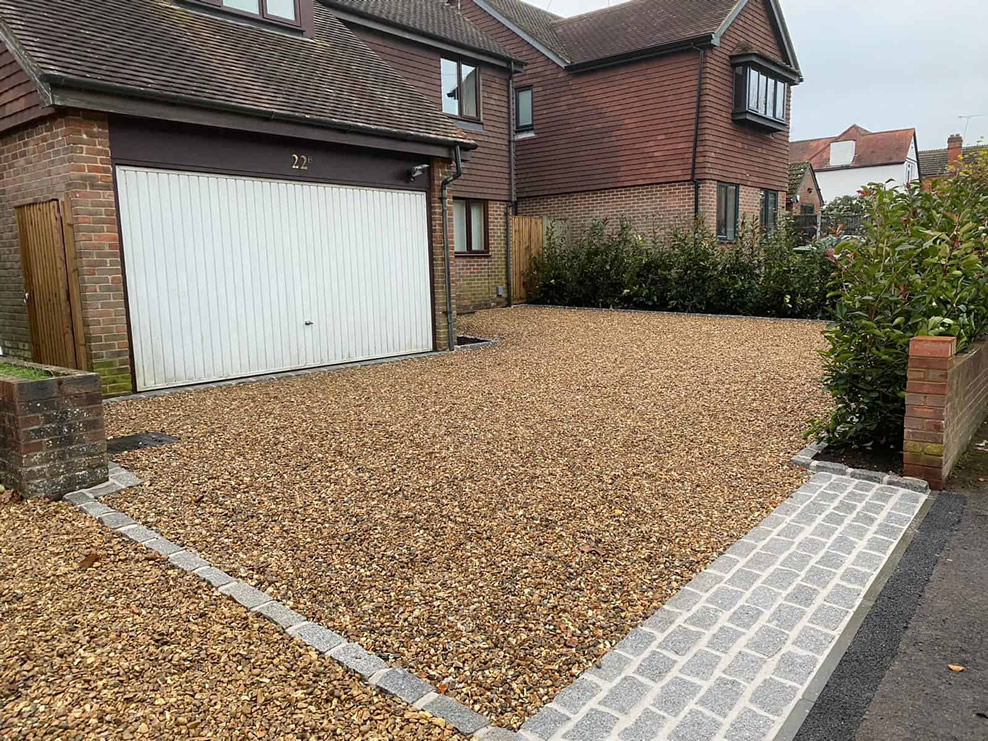 Decorative gravel driveway surface