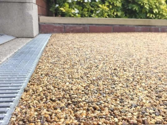 Loose gravel driveway with edging